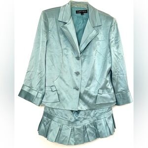 Albert Nippon Aquamarine Silk Evening Suit